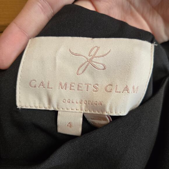 Gal Meets Glam Veronica Cap Sleeve Wide Leg Jumpsuit Black NWT Size 4 Tie Waist - Picture 4 of 6